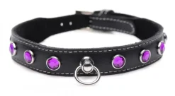 Master Series Leashes & Collars>Fierce Vixen Leather Choker with Rhinestones