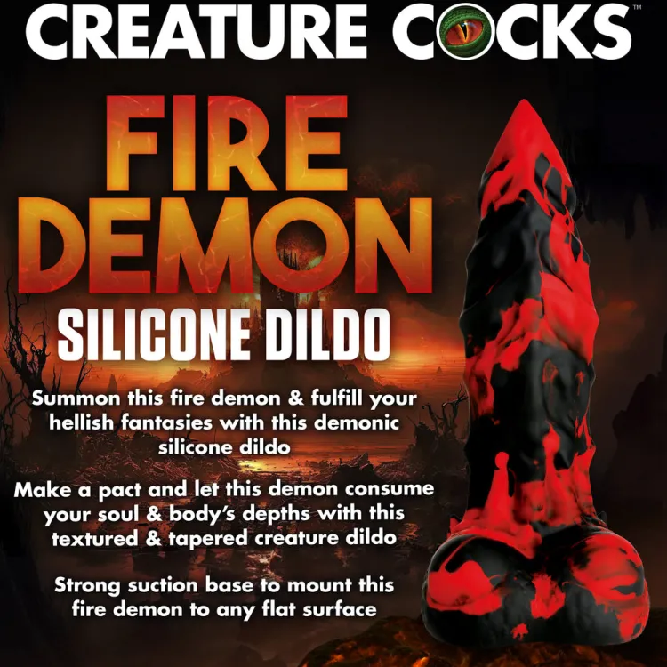 Creature Cocks Silicone Dildos | Large Dildos>Fire Demon Monster Silicone Dildo