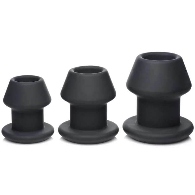 Master Series Unique Anal Toys | Large Butt Plugs>Gape-Grommets 3 Piece Hollow Silicone Anal Dilator Set