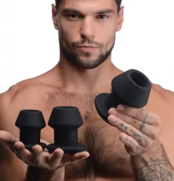 Master Series Unique Anal Toys | Large Butt Plugs>Gape-Grommets 3 Piece Hollow Silicone Anal Dilator Set