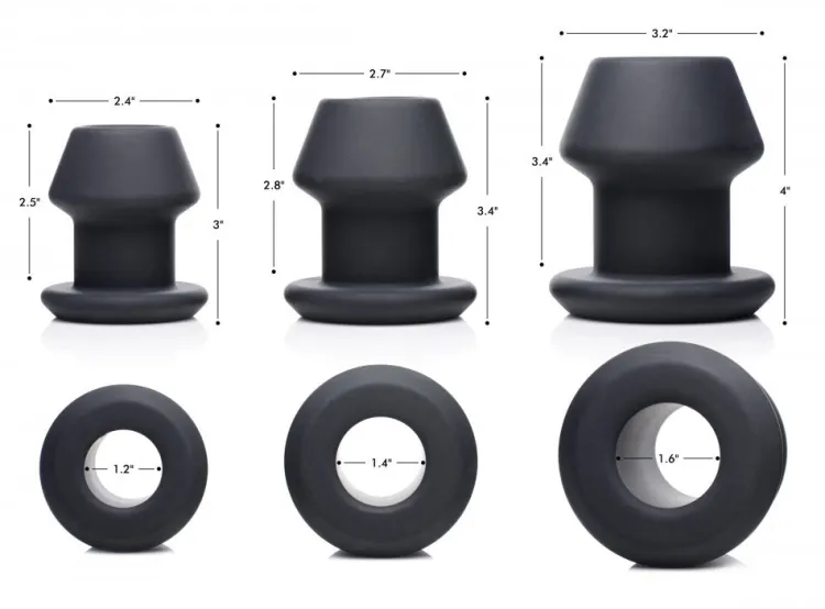 Master Series Unique Anal Toys | Large Butt Plugs>Gape-Grommets 3 Piece Hollow Silicone Anal Dilator Set