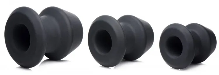 Master Series Unique Anal Toys | Large Butt Plugs>Gape-Grommets 3 Piece Hollow Silicone Anal Dilator Set