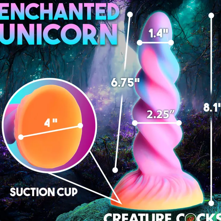 Creature Cocks Silicone Dildos | Harness Compatible Dildos>Glow-in-the-Dark Unicorn Dildo