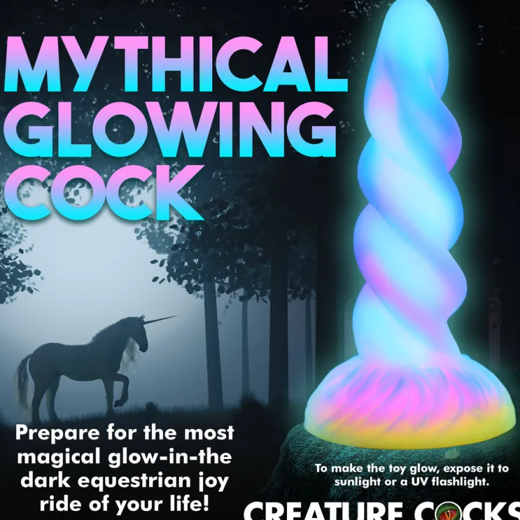 Creature Cocks Silicone Dildos | Harness Compatible Dildos>Glow-in-the-Dark Unicorn Dildo