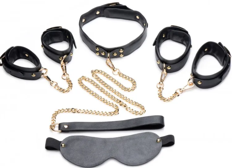 Master Series Wrist & Ankle Cuffs>Gold Submission Bondage Kit