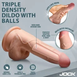 Jock Harness Compatible Dildos | Realistic Dildos>Hard-Core Triple Density Dildo with Balls