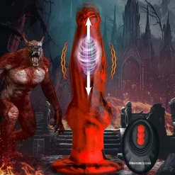 Creature Cocks Silicone Dildos | Vibrating Dildos>Hell Wolf Thrusting and Vibrating Silicone Dildo