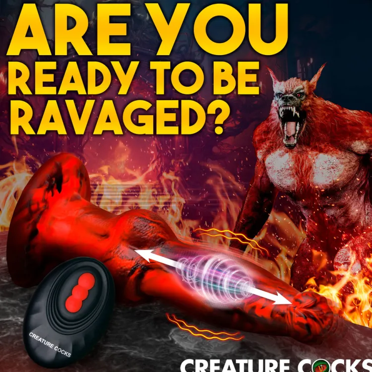 Creature Cocks Silicone Dildos | Vibrating Dildos>Hell Wolf Thrusting and Vibrating Silicone Dildo