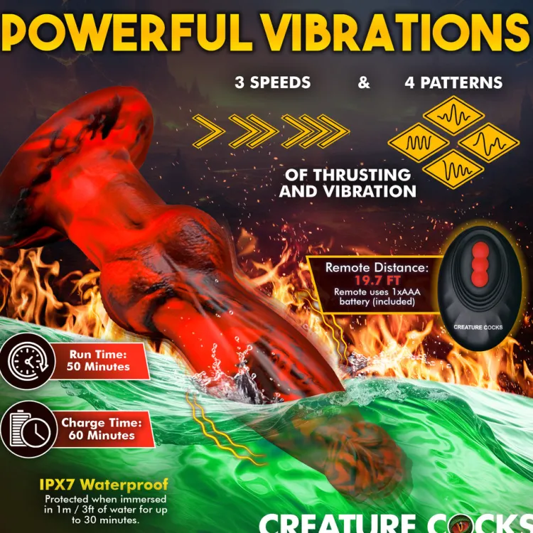 Creature Cocks Silicone Dildos | Vibrating Dildos>Hell Wolf Thrusting and Vibrating Silicone Dildo