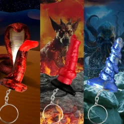 Creature Cocks Games & Novelties>Hell-Hound, Lord Kraken, & King Cobra Silicone Keychain Set