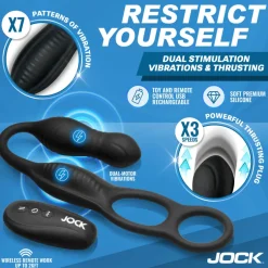 Jock Cock & Ball Devices | Unique Anal Toys>Hyper Thrusting and Vibrating Anal Plug with C-Ring