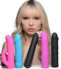 Bang Sex Toy Kits & Collections | Rabbit & Dual Stimulation Vibrators>4-In-1 XL Silicone Bullet and Sleeves Kit