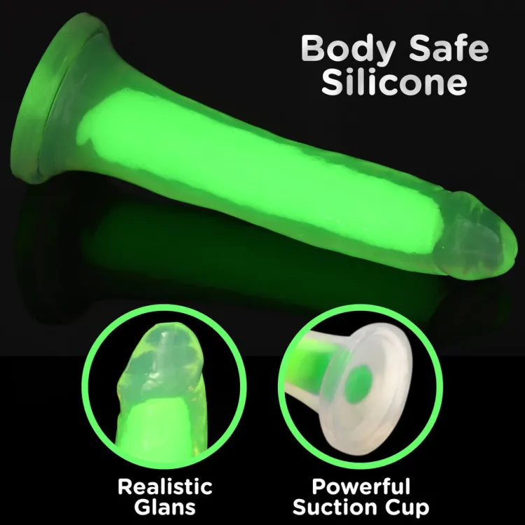 Curve Toys Silicone Dildos | Realistic Dildos>7 Inch Glow-in-the-Dark Silicone Dildo