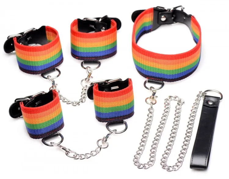 Master Series Sex Toy Kits & Collections | Leashes & Collars>Kinky Pride Rainbow Bondage Set
