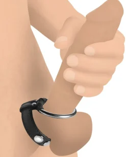 Strict Leather Penis Rings>Leather and Steel Cock and Ball Ring
