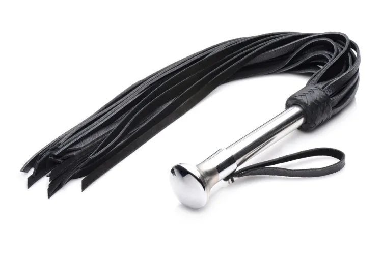 Strict Leather Luxury Toys | Impact: Whips, Crops & Spankers>Leather Flogger with Stainless Steel Handle