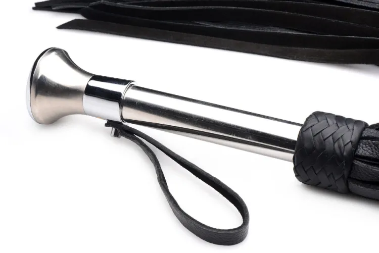 Strict Leather Luxury Toys | Impact: Whips, Crops & Spankers>Leather Flogger with Stainless Steel Handle