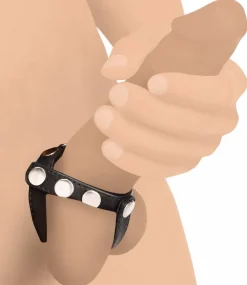 Strict Leather Penis Rings>Leather Snap-on Cock Harness