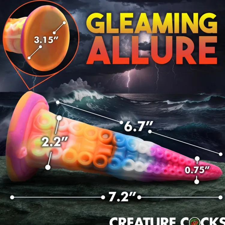 Creature Cocks Silicone Dildos>Luminoctopus Glow-In-The-Dark Tentacle Silicone Dildo