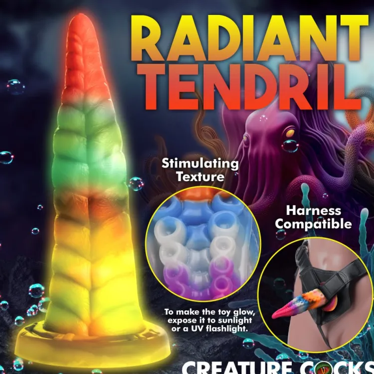Creature Cocks Silicone Dildos>Luminoctopus Glow-In-The-Dark Tentacle Silicone Dildo