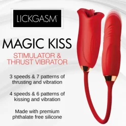 Lickgasm Silicone Vibrators | Unique Vibrators>Magic Kiss Clitoral Stimulator with Thrusting Vibrator