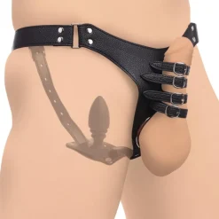 STRICT Chastity Devices | Butt Plugs>Male Chastity Harness with Silicone Anal Plug