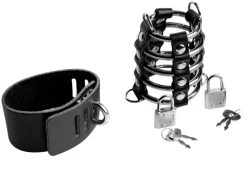 STRICT Chastity Devices | Penis Rings>Maximum Submission Gates of Hell Locking Leather and Steel Cage