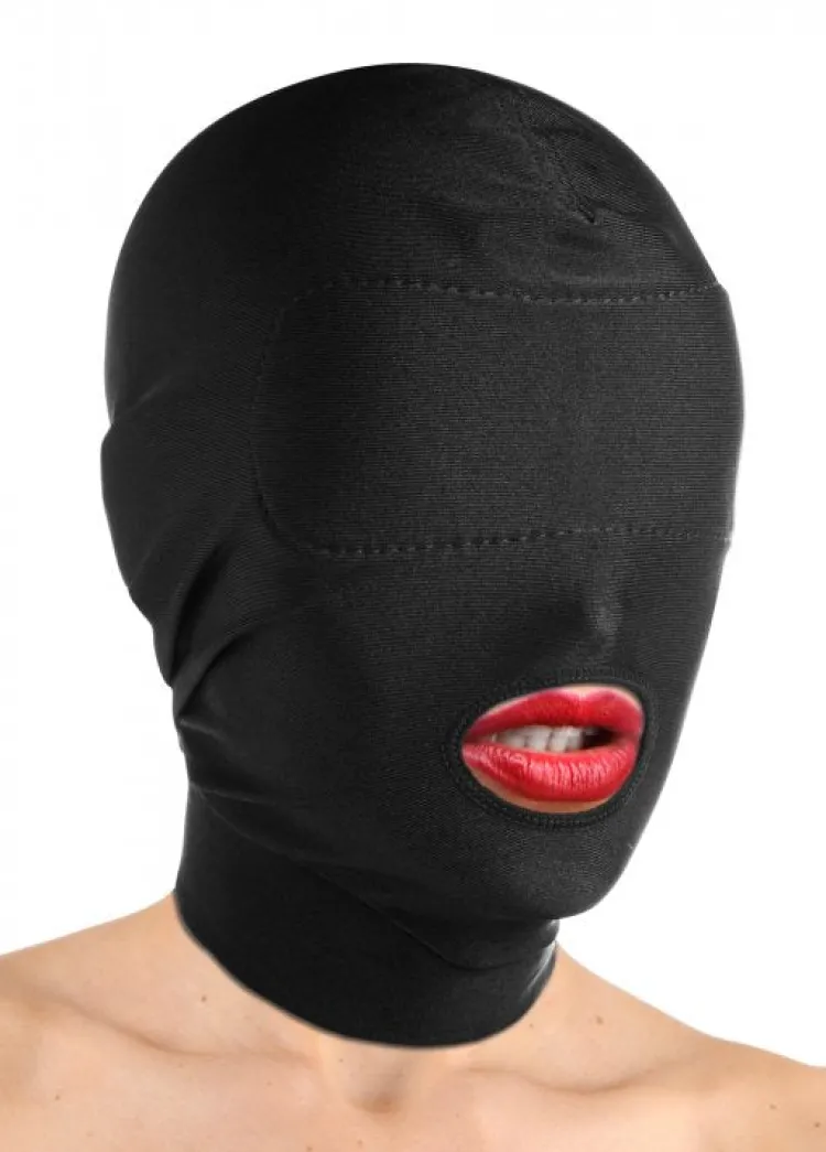 Master Series Ball Gags & Mouth Restraints | Masks & Dress-Up Accessories>Open Mouth Hood with Padded Blindfold