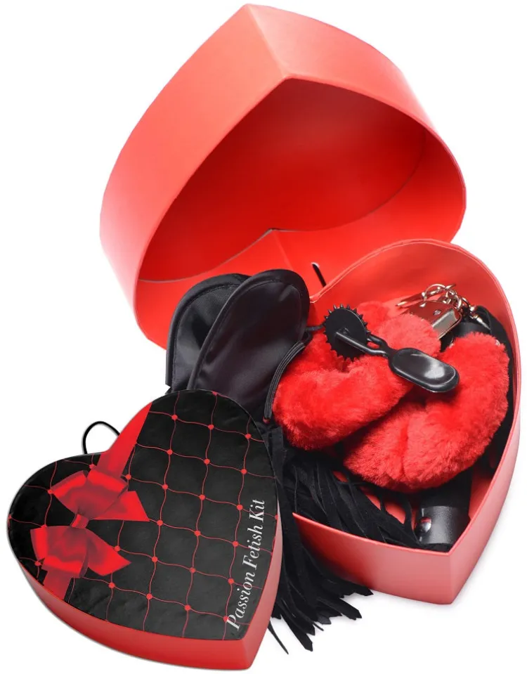Frisky Sex Toy Kits & Collections | Starter Bdsm & Bondage Kits>Passion Fetish Kit with Heart Gift Box