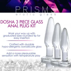 Prisms Erotic Glass Anal Starter Toys | Butt Plugs>3pc Dosha Glass Anal Plug Kit