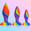Simply Sweet Anal Starter Toys | Unique Anal Toys>3pc Rainbow Silicone Butt Plug Set