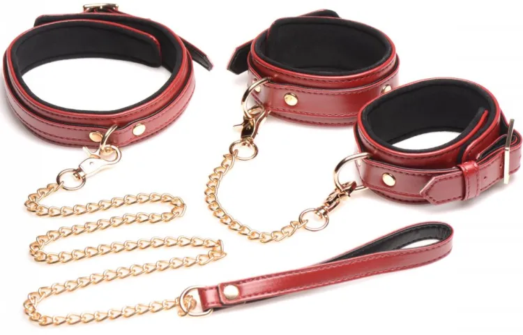 Master Series Leashes & Collars | Wrist & Ankle Cuffs>6 Piece Burgundy Bondage Set