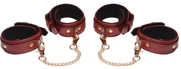 Master Series Leashes & Collars | Wrist & Ankle Cuffs>6 Piece Burgundy Bondage Set