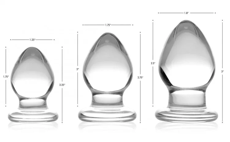 Prisms Erotic Glass Anal Starter Toys | Glass Butt Plugs>3 Piece Glass Anal Plug Kit