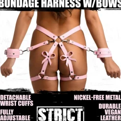 STRICT Vibrating Panties & Lingerie | Masks & Dress-Up Accessories>Pink Bondage Thigh Harness with Bows