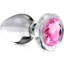 Booty Sparks Jewel Butt Plugs | Anal Starter Toys>Pink Gem Glass Anal Plug
