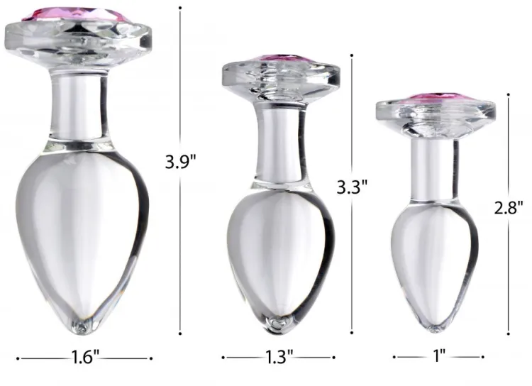 Booty Sparks Jewel Butt Plugs | Anal Starter Toys>Pink Gem Glass Anal Plug