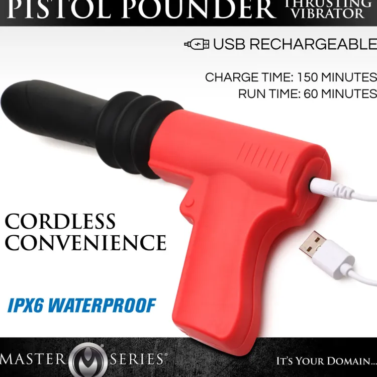 Master Series Silicone Dildos | Non-Representational Dildos>Pistola Pounder Thrusting Vibrator