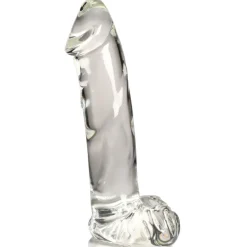 Pleasure Crystals Glass Dildos | Non-Representational Dildos>7.1" Glass Dildo w/ Balls