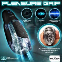 The Milker Automatic & Hands-Free Masturbators | Vibrating Strokers>Pleasure Grip Sucking & Vibrating Masturbator