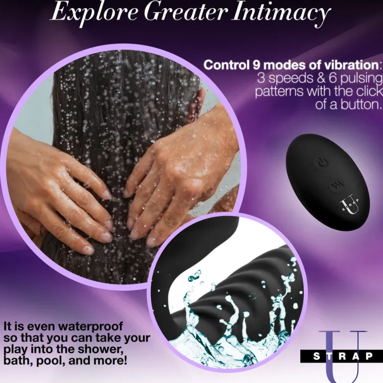 Strap U Anal Pegging Toys | Vibrating Dildos>Pro Rider 9X Vibrating Silicone Strapless Strap On with Remote Control