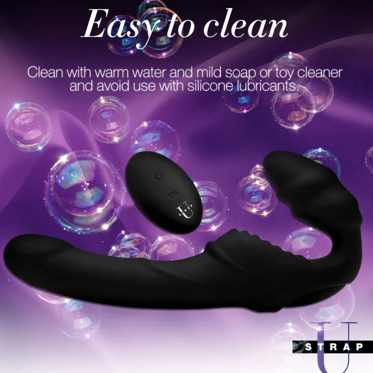 Strap U Anal Pegging Toys | Vibrating Dildos>Pro Rider 9X Vibrating Silicone Strapless Strap On with Remote Control