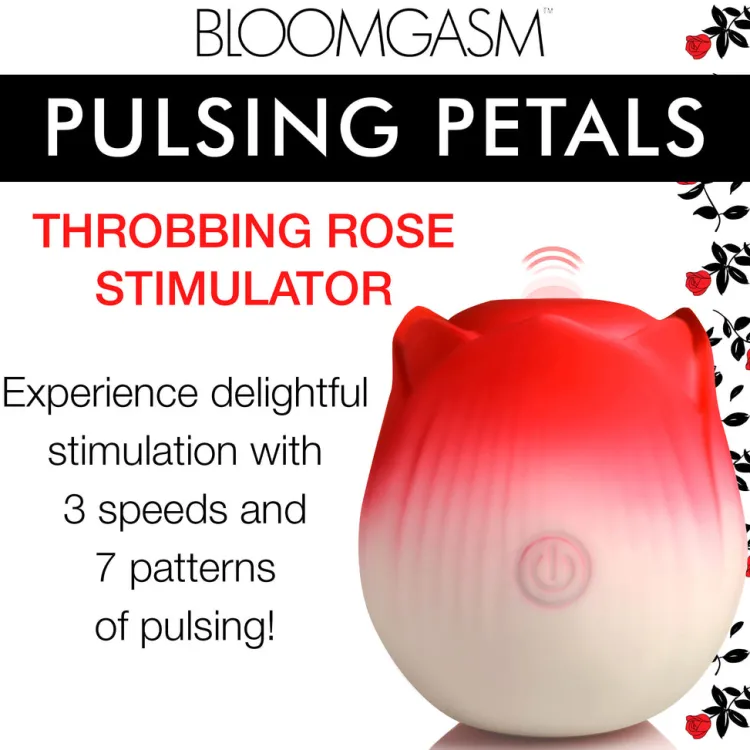 Bloomgasm Silicone Vibrators | Waterproof Vibrators>Pulsing Petals Throbbing Rose Clit Stimulator