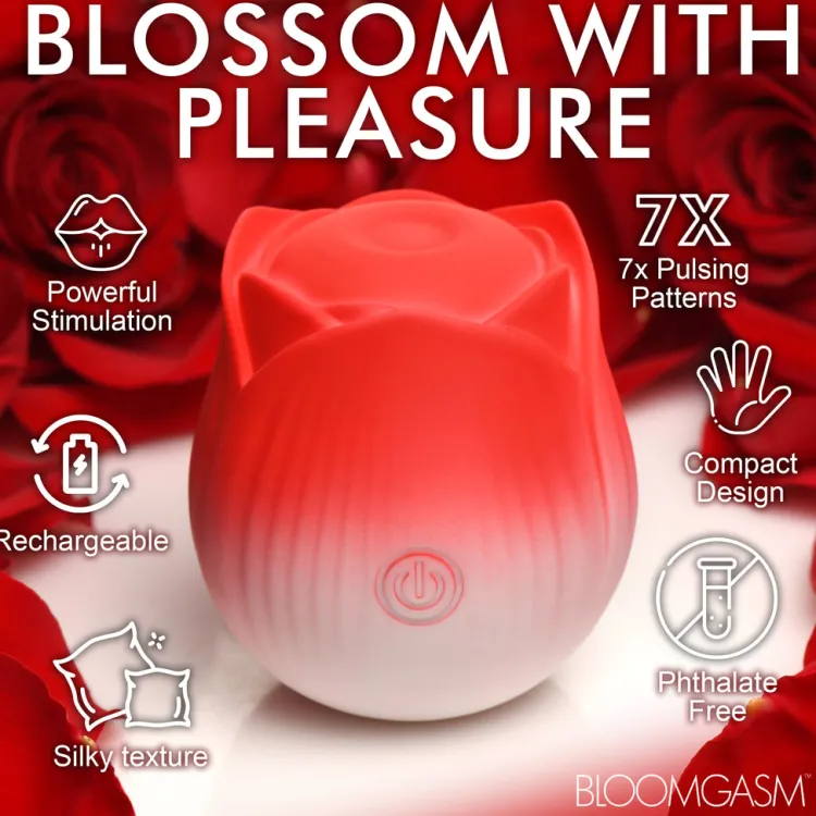 Bloomgasm Silicone Vibrators | Waterproof Vibrators>Pulsing Petals Throbbing Rose Clit Stimulator