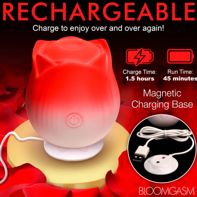 Bloomgasm Silicone Vibrators | Waterproof Vibrators>Pulsing Petals Throbbing Rose Clit Stimulator