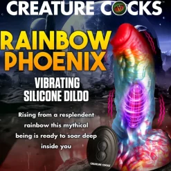 Creature Cocks Silicone Dildos | Vibrating Dildos>Rainbow Phoenix Vibrating Silicone Dildo with Remote