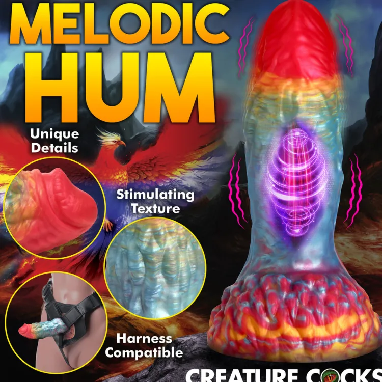 Creature Cocks Silicone Dildos | Vibrating Dildos>Rainbow Phoenix Vibrating Silicone Dildo with Remote