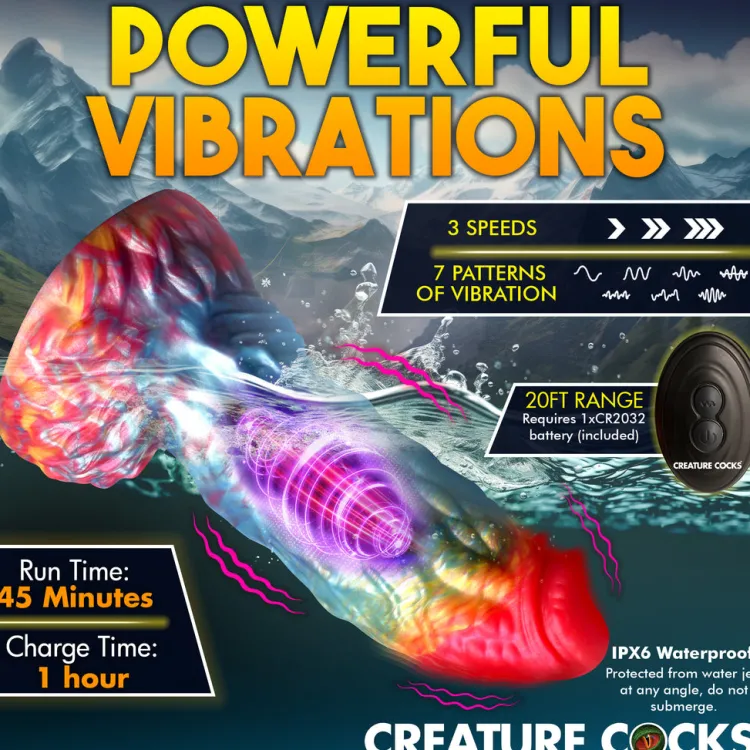 Creature Cocks Silicone Dildos | Vibrating Dildos>Rainbow Phoenix Vibrating Silicone Dildo with Remote
