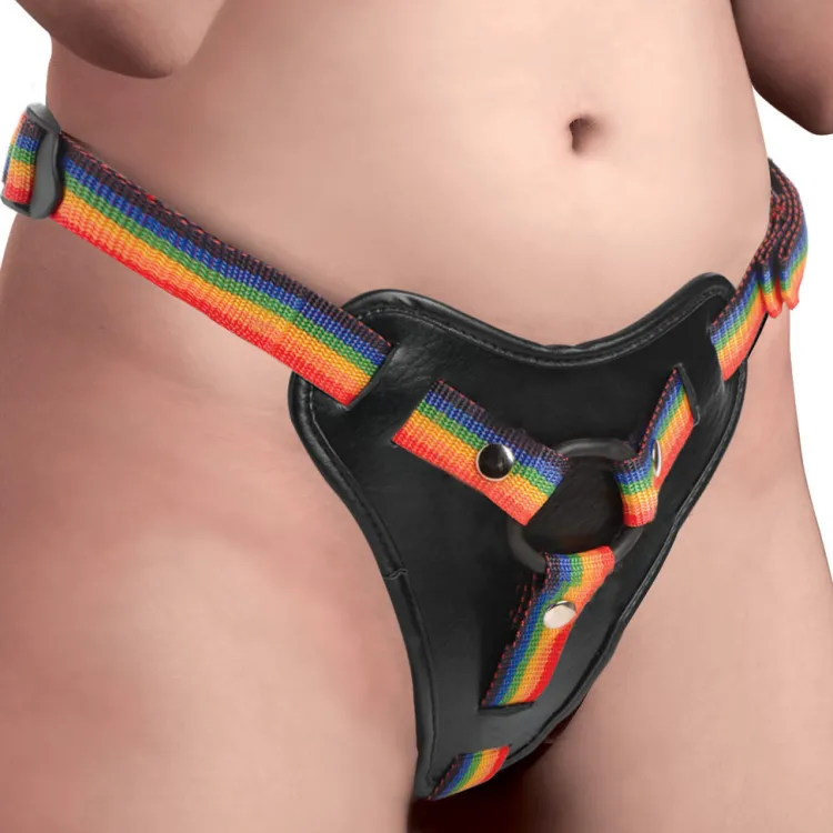 Strap U Anal Pegging Toys>Rainbow Strap On Harness with Silicone O-Rings