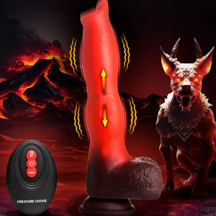 Creature Cocks Vibrating Dildos | Insertable & Realistic Dildo Vibrators>Ramming Hound Thrusting & Vibrating Silicone Dildo